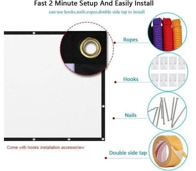 Alt view image 4 of 6 - Projector Screen Screen Projector Screen 100 Inch 120 Inch 150 Portable Foldable for Home Theater Outdoor Indoor Smart Home(150 inch)