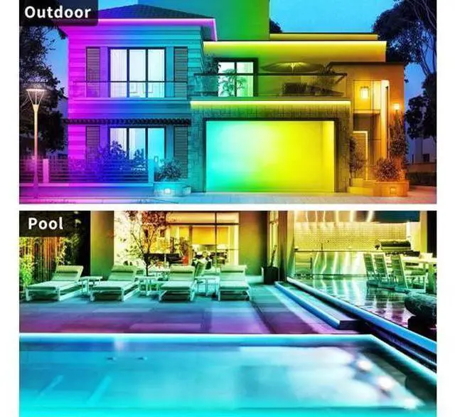 Alt view image 6 of 7 - 200ft Outdoor LED Strip Lights Waterproof IP68 Waterproof LED Light Strips with Remote App Control Music Sync RGB Outdoor LED Rope Lights LED Lights for Bedroom Roof Pool Deck Balcony