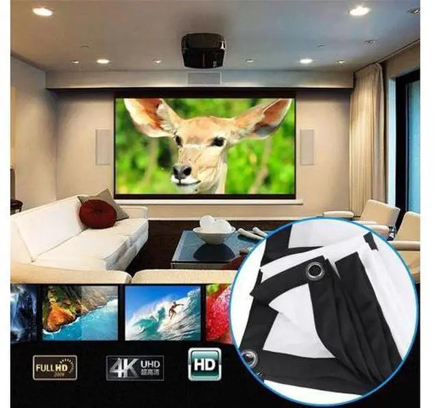 Alt view image 2 of 7 - Projector Screen Screen Projection Screen Portable Fabric Foldable for Outside Home Cinema Theater Foldable HD Projector Screen Smart Home(120 inch)