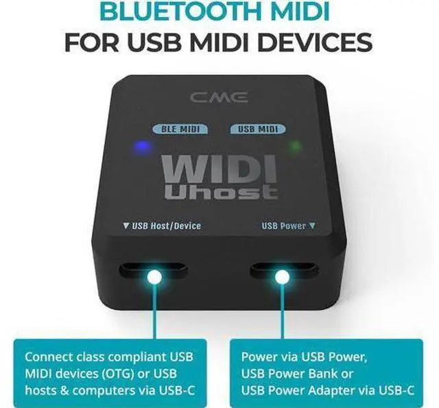 Alt view image 3 of 7 - CME WIDI Uhost + USB-B OTG cable pack - Bluetooth USB MIDI Interface + USB host