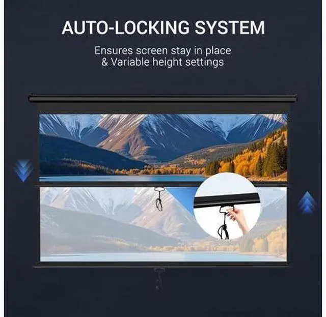 Alt view image 4 of 7 - ZENY Outdoor Projector Screen Pull Down 80 Inch 16:9 HD Projection Screen, Roll Down Ceiling Projector Screen, Portable Indoor Outdoor Movie Screen