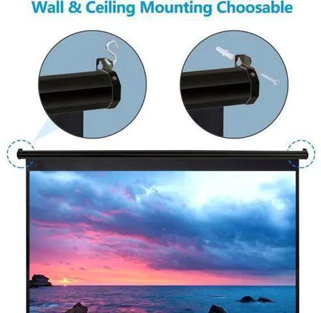 Alt view image 7 of 7 - ZENY Outdoor Projector Screen Pull Down 80 Inch 16:9 HD Projection Screen, Roll Down Ceiling Projector Screen, Portable Indoor Outdoor Movie Screen