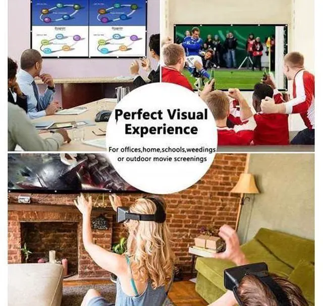 Alt view image 7 of 7 - Projector Screen, 16:9 Foldable and Portable Movie Projector Screen, Double Sided Video Projector Screen for Home, Party, Office, Classroom(84 inch)