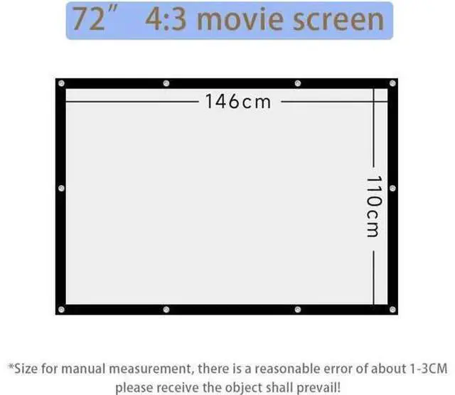 Alt view image 2 of 7 - Projector Screen Double Sided Foldable Projection Screen 4K HD 60 Inch 72 Inch Portable Movie Projector Screen for Home Theater, Office(72in4:3)