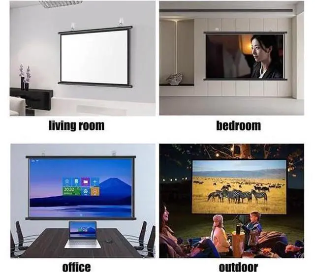 Alt view image 2 of 7 - 40" 50" 60" Projector Screen Manual Pull Down 16:9, 4:3 HD Projection Screen Portable Home Theater Projector Movie Screen(16:9,60inch)