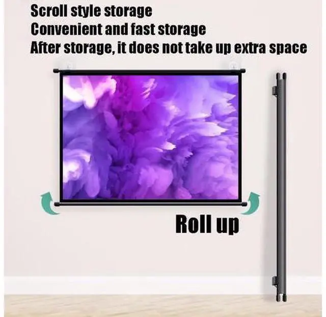 Alt view image 3 of 7 - 40" 50" 60" Projector Screen Manual Pull Down 16:9, 4:3 HD Projection Screen Portable Home Theater Projector Movie Screen(16:9,60inch)