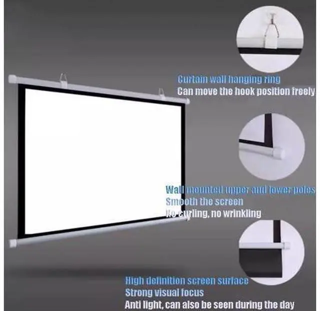 Alt view image 4 of 7 - 40" 50" 60" Projector Screen Manual Pull Down 16:9, 4:3 HD Projection Screen Portable Home Theater Projector Movie Screen(16:9,60inch)