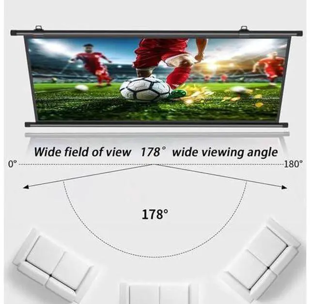 Alt view image 6 of 7 - Manual Projection Screen 30" 40" 50" 60" 72" HD Retractable Projector Screen Manual Pull Down Movie Screen, Anti-Crease, Easy Roll Up(16:9,30in)
