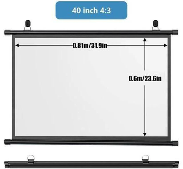 Alt view image 2 of 7 - Projector Screen Pull Down 60 Inch 72 Inch Retractable Projection Screen 16:9 Indoor Outdoor Projector Screen for Home Theater Cinema Office(4:3,40in)
