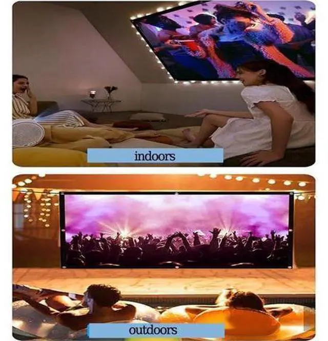 Alt view image 7 of 7 - Projector Screen Foldable Movie Screen 120 Inch Portable Anti-Crease Projection Screen for Indoor Outdoor, Home Theater Projector Curtain