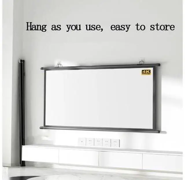 Alt view image 2 of 7 - 30 40 50 60 72in Pull Down Projector Screen Portable Projector Screens Home Theater Projection Screen Manual Movie Screen(72 Inch (4:3))
