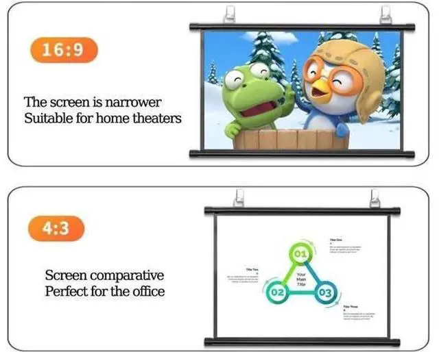 Alt view image 3 of 7 - 30 40 50 60 72in Pull Down Projector Screen Portable Projector Screens Home Theater Projection Screen Manual Movie Screen(72 Inch (4:3))