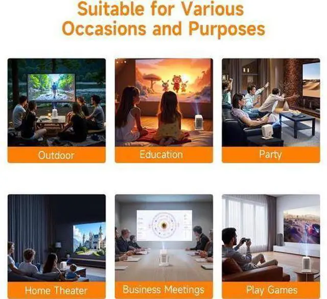 Alt view image 5 of 5 - Video Projector, Videos Projector Display, Projector Compatible with TV Stick, Home Theater & Outdoor Projection UseEasy to Carry