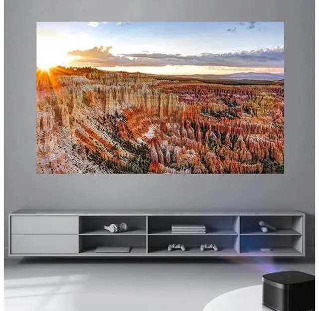 Alt view image 3 of 7 - Projector Screen Projection Screens Projector Screen Simple 16:9 Anti-Light Curtain Home Outdoor Office Portable 3D HD Smart Home(84 inch)