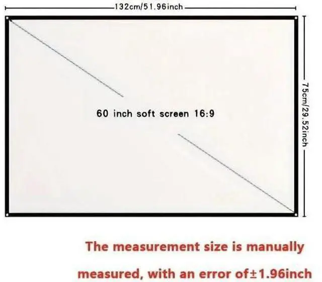 Alt view image 2 of 7 - Projector Screen Screen 60 72 84 100 120 150 Inch Projector Screen 16:9 HD Portable Home Cinema for Indoor Outdoor Projection Smart Home(60 inch)