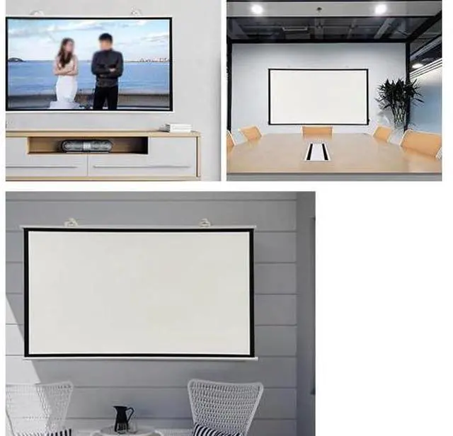 Alt view image 6 of 7 - Projector Screen 30 40 50 60 72 Inch Home Theater Movie Screen Pull Down Projector Screen Hanging 4K HD Movie Screen, 16:9 Format(16:9,60inch)
