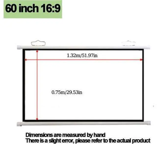 Alt view image 7 of 7 - Projector Screen 30 40 50 60 72 Inch Home Theater Movie Screen Pull Down Projector Screen Hanging 4K HD Movie Screen, 16:9 Format(16:9,60inch)