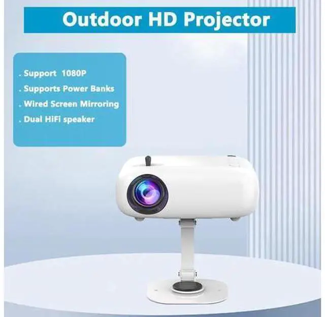 Alt view image 2 of 7 - Mini HD Projector, Powerbank Powered, 10000 Lumens Portable With Tripod for Outdoor Travel Theater, Compatible With Android/iOS/Windows/TV Stick/HDMI/USB