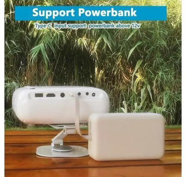 Alt view image 3 of 7 - Mini HD Projector, Powerbank Powered, 10000 Lumens Portable With Tripod for Outdoor Travel Theater, Compatible With Android/iOS/Windows/TV Stick/HDMI/USB