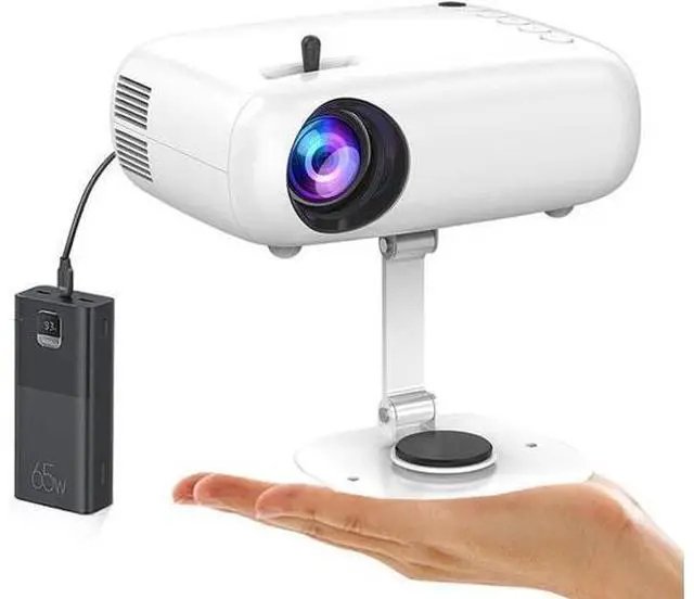 Alt view image 7 of 7 - Mini HD Projector, Powerbank Powered, 10000 Lumens Portable With Tripod for Outdoor Travel Theater, Compatible With Android/iOS/Windows/TV Stick/HDMI/USB