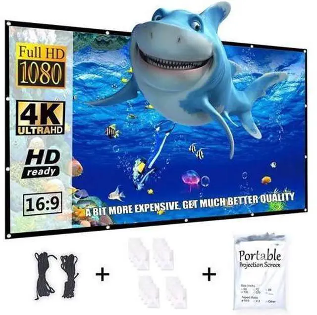 Alt view image 2 of 6 - Projector Screen Screen Projector Screen Portable Foldable for Home Theater Outdoor Indoor Double Sided Projection Screens Smart Home(150 inch)