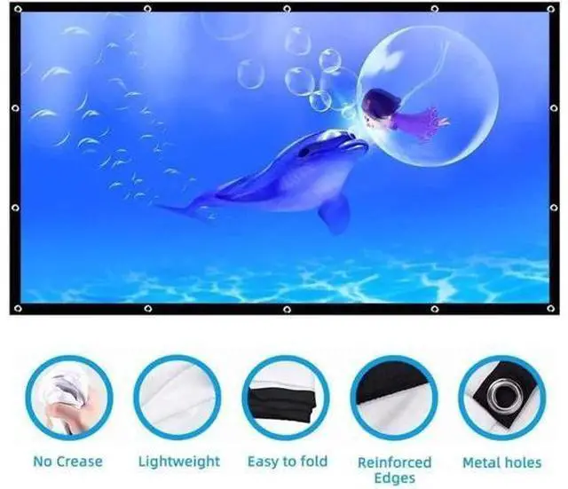 Alt view image 4 of 6 - Projector Screen Screen Projector Screen Portable Foldable for Home Theater Outdoor Indoor Double Sided Projection Screens Smart Home(150 inch)