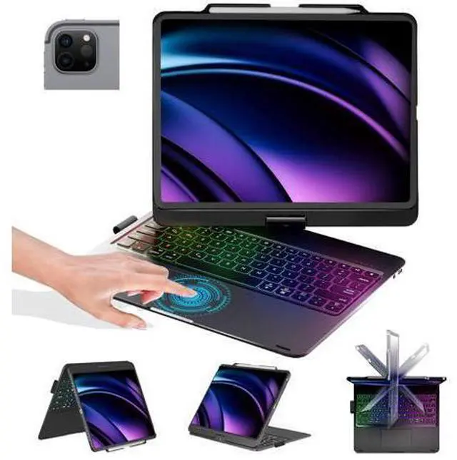 Main image of BABG Keyboard Case for iPad Air 13 inch(M3/M2)&iPad Pro 13, iPad Pro 12.9(6th/5th /4th/3rd Gen) Case with Keyboard,360° Rotatable,Toupad,Backlits,Pencil Charging-Black