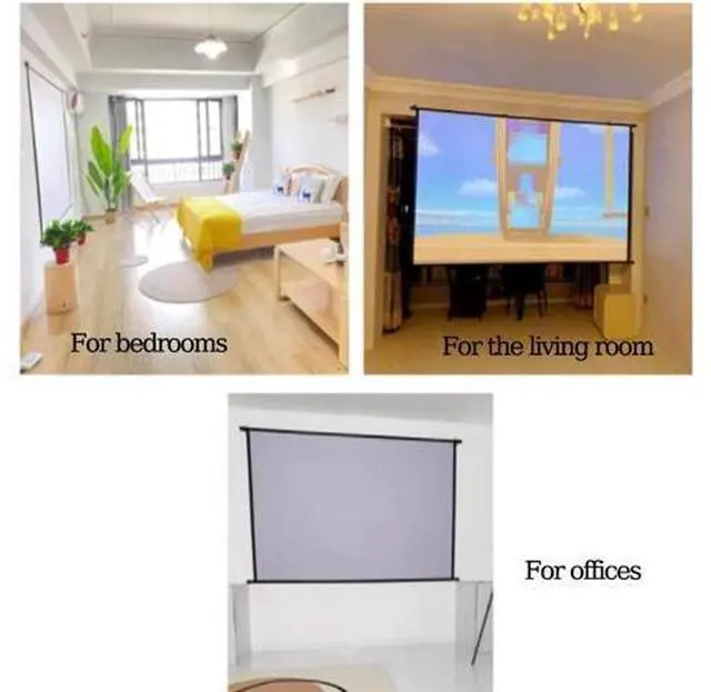 Alt view image 4 of 7 - Portable Manual Projector Screen 60" 72" Pull Down Projector Screen Home Theater Projection Screen 4:3 16:9 HD Movie Screen(16:9,72inch)