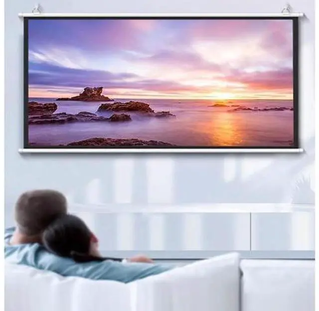 Alt view image 7 of 7 - Portable Manual Projector Screen 60" 72" Pull Down Projector Screen Home Theater Projection Screen 4:3 16:9 HD Movie Screen(16:9,72inch)