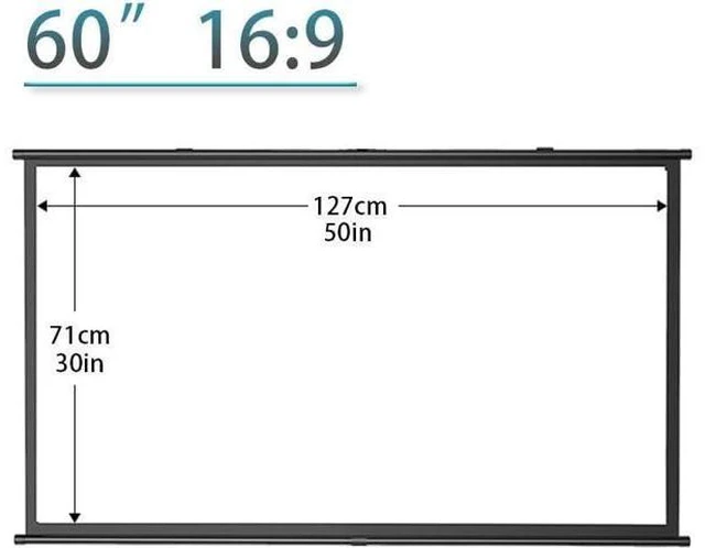 Alt view image 2 of 7 - Portable Projector Screen 40" 50" 60" Projection Screen for Movie Manual Pull-Down Movie Projector Screen for Theater Home, Wrinkle-Free(60in16:9)