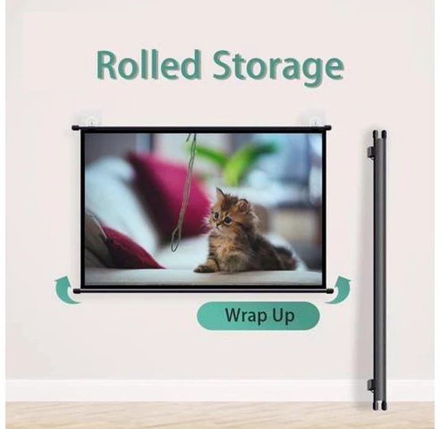 Alt view image 3 of 7 - Portable Projector Screen 40" 50" 60" Projection Screen for Movie Manual Pull-Down Movie Projector Screen for Theater Home, Wrinkle-Free(60in16:9)