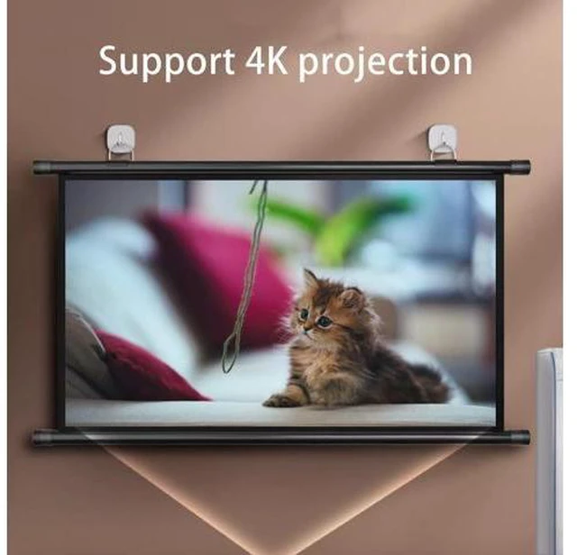 Alt view image 4 of 7 - Portable Projector Screen 40" 50" 60" Projection Screen for Movie Manual Pull-Down Movie Projector Screen for Theater Home, Wrinkle-Free(60in16:9)