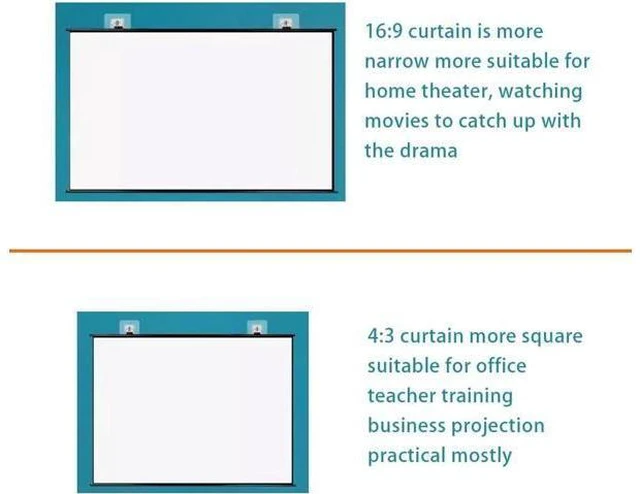 Alt view image 5 of 7 - Portable Projector Screen 40" 50" 60" Projection Screen for Movie Manual Pull-Down Movie Projector Screen for Theater Home, Wrinkle-Free(60in16:9)