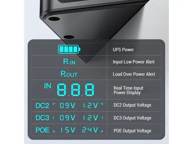 Alt view image 6 of 7 - UPS Power Supply Battery Backup Uninterruptible Power Supply with HD Digital Display 18000mAh Multiple Output Options for Security Cameras (US Plug)