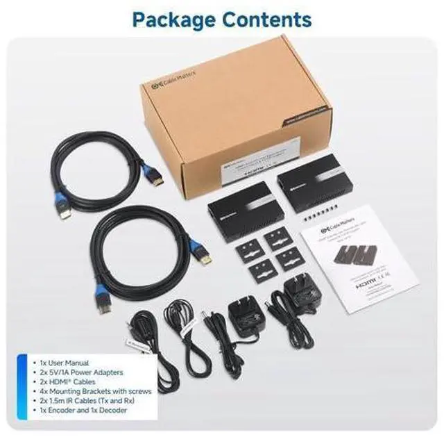 Alt view image 7 of 7 - Cable Matters Wall Mount 1-to-Many HDMI Extender (HDMI Over Ethernet Extender) - Support 1080p Up to 492 Feet and Local Monitor Loop-Out (Model: 103202)
