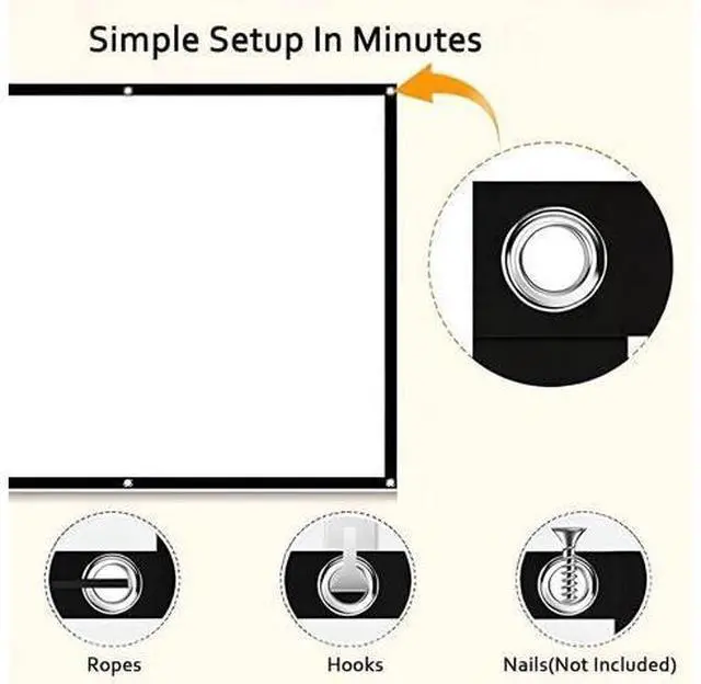 Alt view image 3 of 7 - Portable Projector Screen 16:9 HD Foldable Washable Projector Screen for Outside Theater Home Backyard Movies(150 Inch (L 332 x H 187 cm))