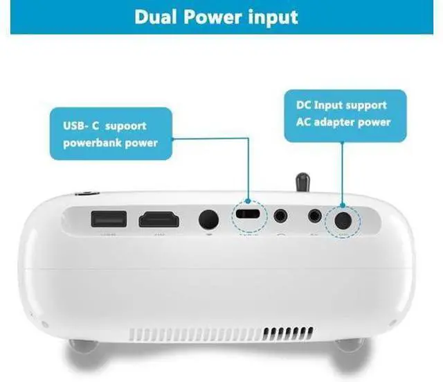 Alt view image 5 of 7 - Mini HD Projector, Powerbank Powered, 10000 Lumens Portable With Tripod for Outdoor Travel Theater, Compatible With Android/iOS/Windows/TV Stick/HDMI/USB