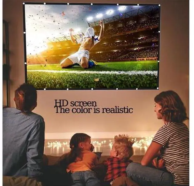 Alt view image 5 of 7 - Projector Screen Foldable Movie Screen 120 Inch Portable Anti-Crease Projection Screen for Indoor Outdoor, Home Theater Projector Curtain