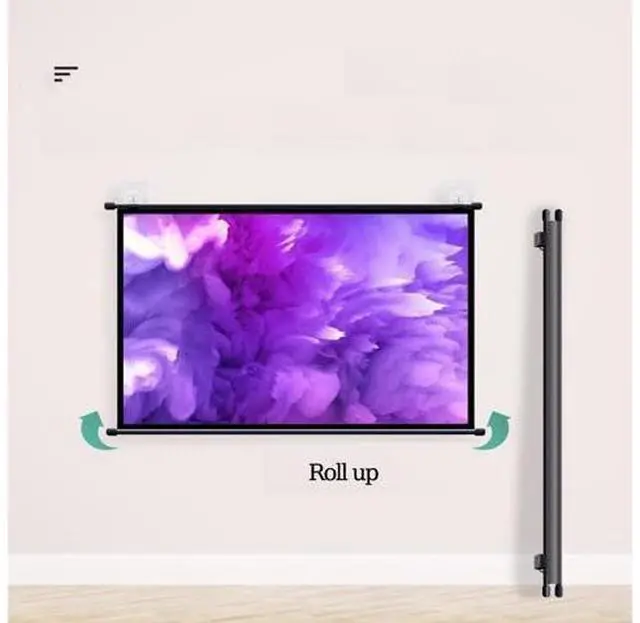 Alt view image 2 of 7 - Projector Screen Manual Pull Down 40" 50" 60" Home Theater Projection Screen Wall Ceiling Mount Projection Screen 4K HD Movie Screen(72 Inch (4:3))