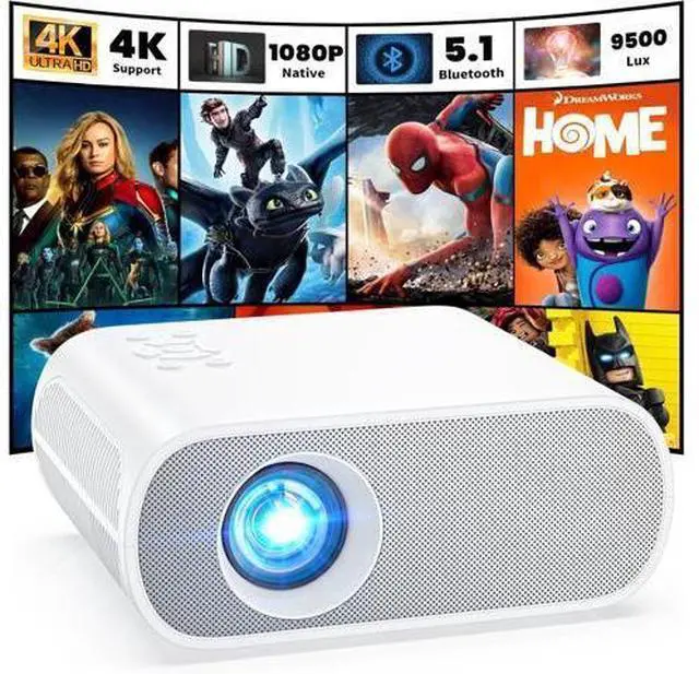 Main image of Projector, Native 1080P Full HD Bluetooth Projector with Speaker, 9500 Lumens Outdoor Portable Movie Mini Projector Compatible with Laptop, Smartphone, TV Stick, Xbox, PS5