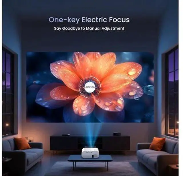 Alt view image 4 of 7 - Projector, Native 1080P Full HD Bluetooth Projector with Speaker, 9500 Lumens Outdoor Portable Movie Mini Projector Compatible with Laptop, Smartphone, TV Stick, Xbox, PS5