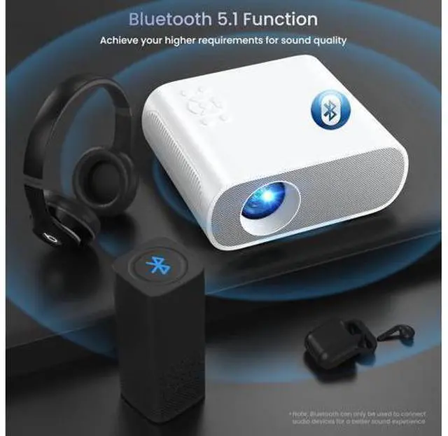 Alt view image 5 of 7 - Projector, Native 1080P Full HD Bluetooth Projector with Speaker, 9500 Lumens Outdoor Portable Movie Mini Projector Compatible with Laptop, Smartphone, TV Stick, Xbox, PS5