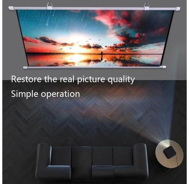 Alt view image 4 of 7 - 30 40 50 60 72inch HD Projector Movie Screen, Portable Projector Screen, Manual Pull-Down Movie Screen Anti-Crease Home Cinema(60inch/16:9)