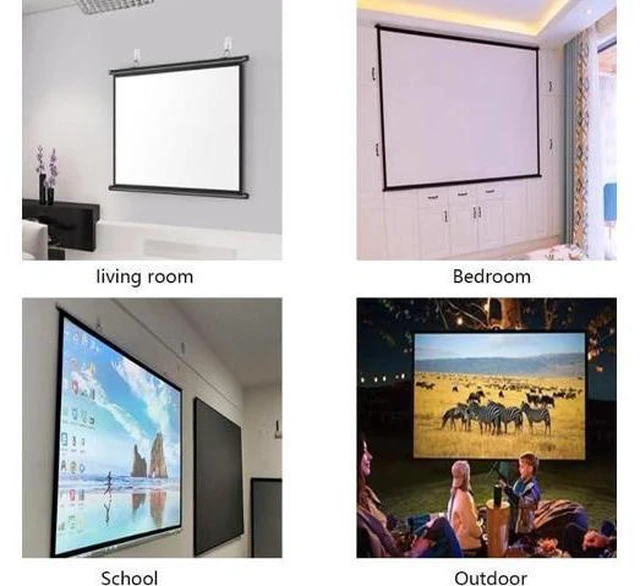 Alt view image 6 of 7 - 30 40 50 60 72inch HD Projector Movie Screen, Portable Projector Screen, Manual Pull-Down Movie Screen Anti-Crease Home Cinema(60inch/16:9)
