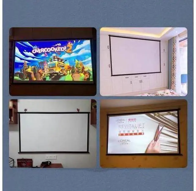 Alt view image 2 of 6 - Projector Screen 60inch Manual Pull Down/Wrinkle-Free/ 4K 3D HD Movies Projections Screen, Portable Projector Screen for Home Theater(60in-4:3)
