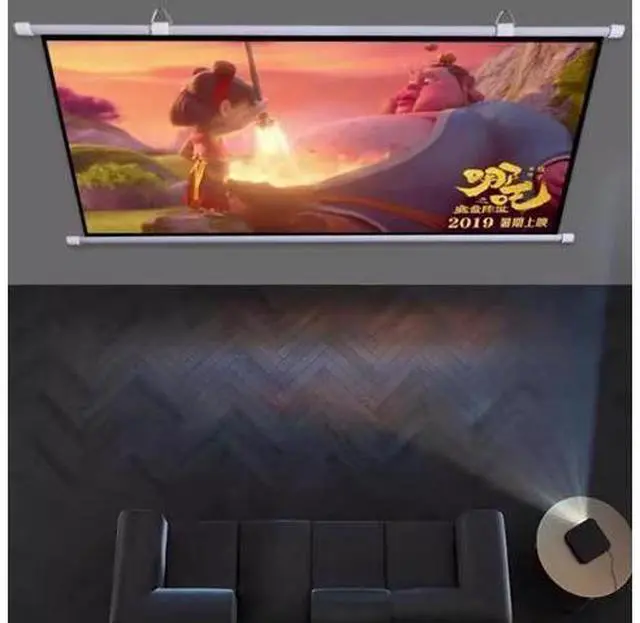 Alt view image 4 of 6 - Projector Screen 60inch Manual Pull Down/Wrinkle-Free/ 4K 3D HD Movies Projections Screen, Portable Projector Screen for Home Theater(60in-4:3)