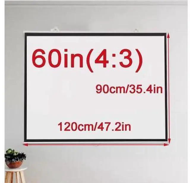 Alt view image 6 of 6 - Projector Screen 60inch Manual Pull Down/Wrinkle-Free/ 4K 3D HD Movies Projections Screen, Portable Projector Screen for Home Theater(60in-4:3)