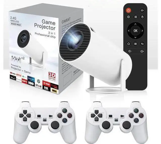 Main image of M300 Max Game Projector, Projector And Game With 2 Wireless Controllers Game Projector with Controllers, Projector, M300 Max Video Game Projector, P30 Max Projector and Game