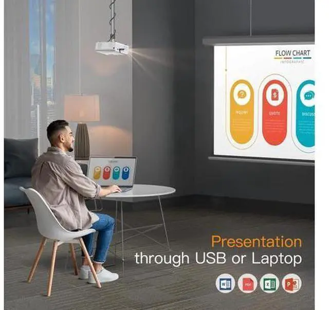 Alt view image 5 of 7 - Projector with WiFi and Bluetooth, VOPLLS Portable Outdoor Projector 4K Support with Electric Focus, Native 1080P Home Movie Projector