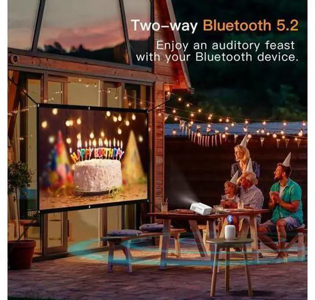 Alt view image 6 of 7 - Projector with WiFi and Bluetooth, VOPLLS Portable Outdoor Projector 4K Support with Electric Focus, Native 1080P Home Movie Projector